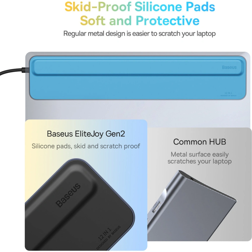 Wholesale HUB Baseus EliteJoy Gen2 USB 12in1 with USB-C cable 25cm USB-A/USB-C/DP/HDMI/SD/TF/RJ45/3,5mm jack/PD 100W gray - BSU3978 - {ean13} - Hurt