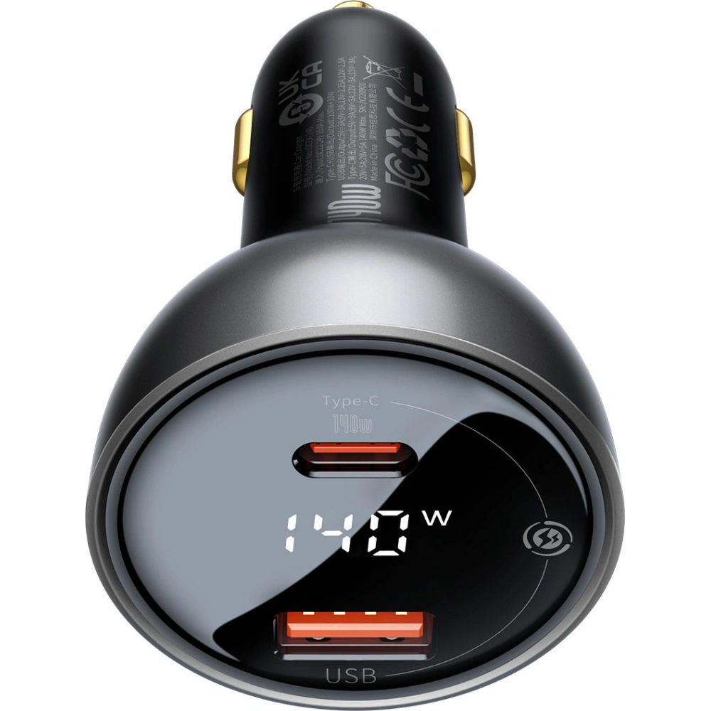 Hurtownia GSM - Încărcător auto Baseus Display Digital USB-A/USB-C PD 3.1 140W + cablu USB-C 5A 240W 1m negru - BSU3979 - {ean13} - Hurt