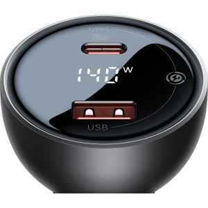 Hurtownia GSM - Autós töltő Baseus digitális kijelző USB-A/USB-C PD 3.1 140W + USB-C 5A 240W 1m fekete kábel - BSU3979 - {ean13} - Hurt
