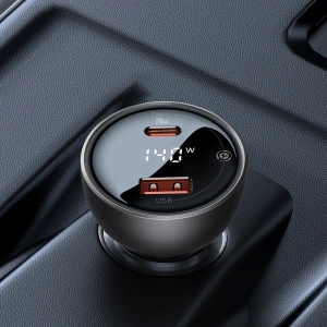 Hurtownia GSM - Auto nabíječka Baseus Digitální displej USB-A/USB-C PD 3.1 140W + kabel USB-C 5A 240W 1m černý - BSU3979 - {ean13} - Hurt