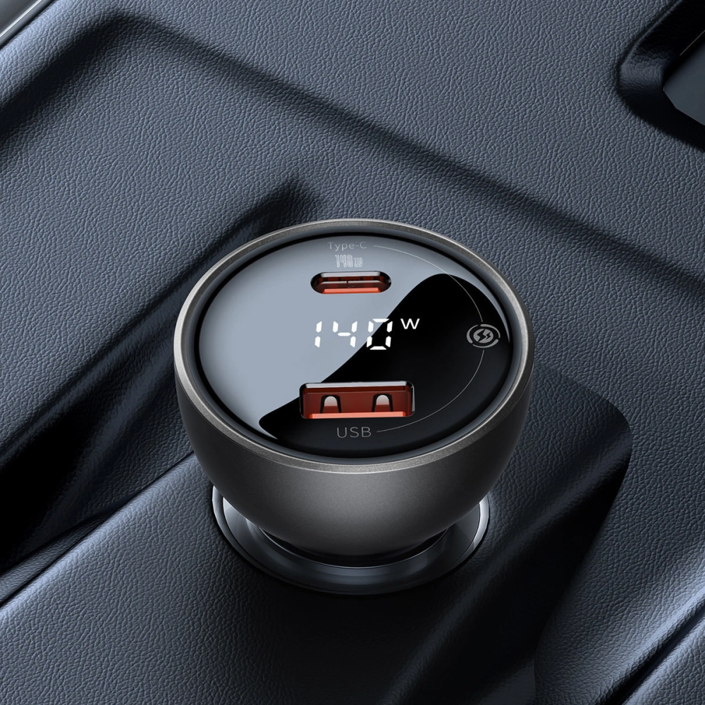 Wholesale Baseus Digital Display Car Charger USB-A/USB-C PD 3.1 140W + USB-C 5A 240W cable 1m black - BSU3979 - {ean13} - Hurt