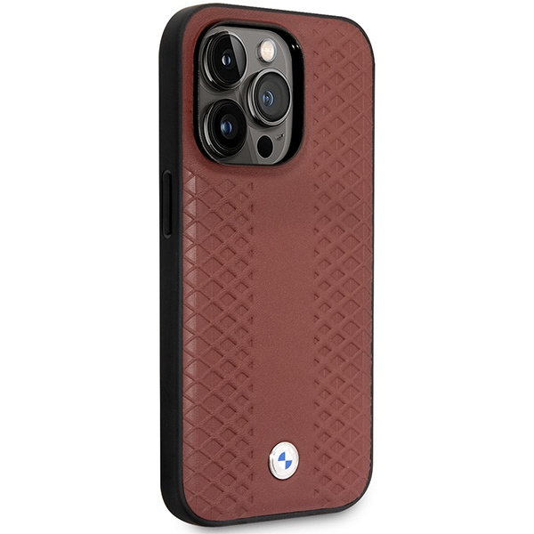 Kryt BMW BMHCP14L22RFGR Apple iPhone 14 Pro burgundy Leather Diamond Pattern