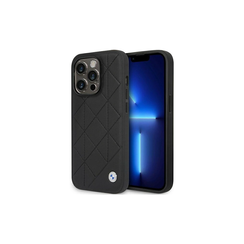Wholesale BMW BMHCP14L22RQDK Apple iPhone 14 Pro black Leather Quilted - BMW360 - {ean13} - Hurt