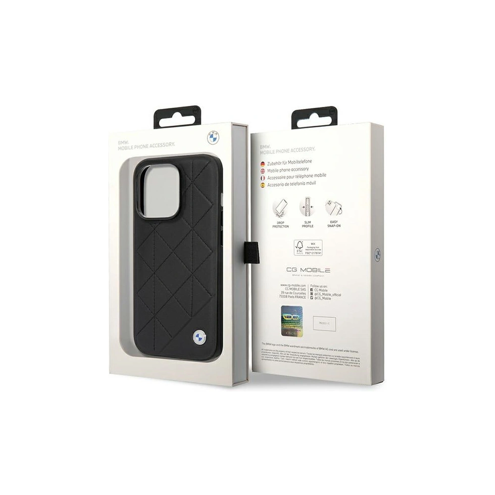 Wholesale BMW BMHCP14L22RQDK Apple iPhone 14 Pro black Leather Quilted - BMW360 - {ean13} - Hurt