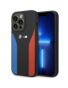 Etui BMW BMHCP14L22SCSK Apple iPhone 14 Pro černý/black Silicone Blue&Red Stripes M Collection