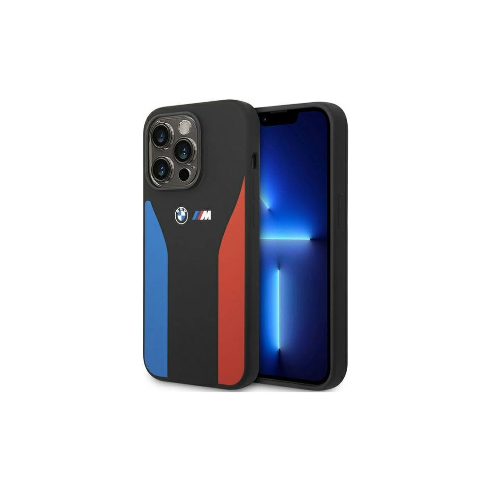 Wholesale BMW BMHCP14L22SCSK Apple iPhone 14 Pro black Silicone Blue&Red Stripes M Collection - BMW362 - {ean13} - Hurt