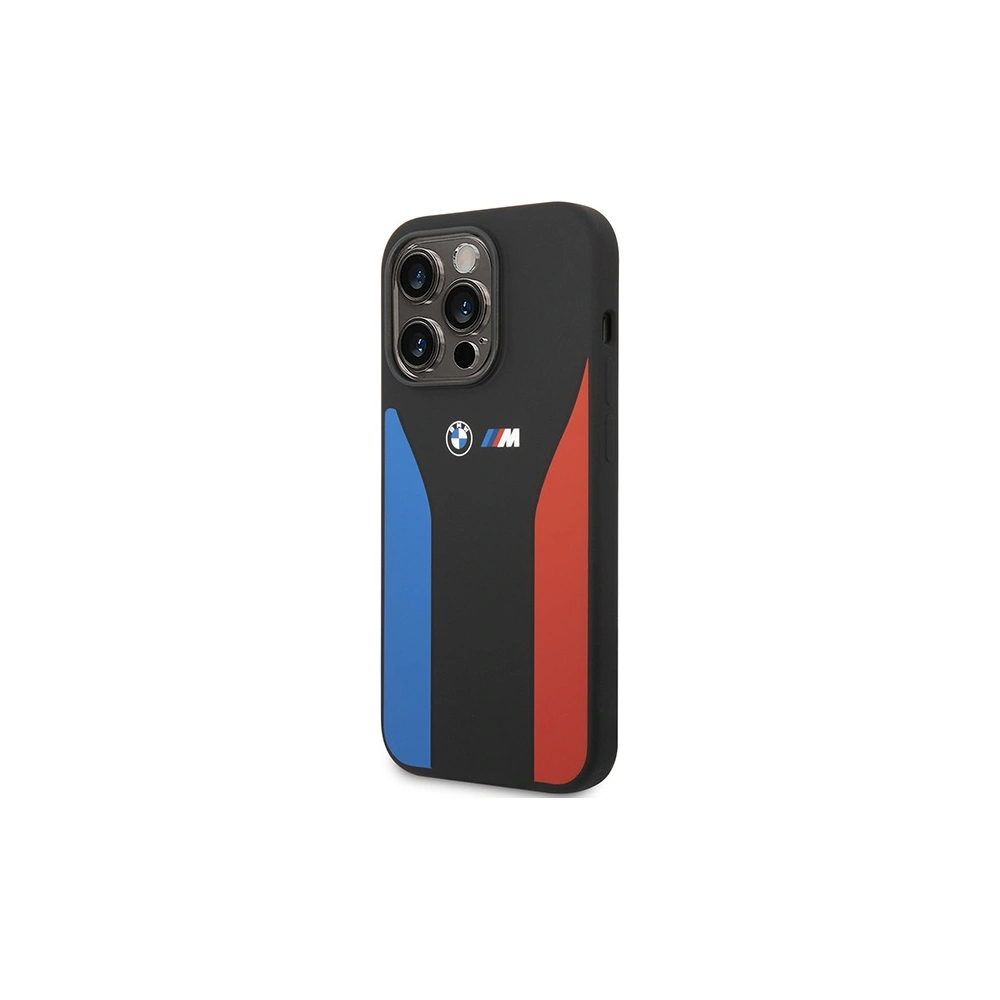 Hurtownia GSM - Etui BMW BMHCP14L22SCSK Apple iPhone 14 Pro černý/black Silicone Blue&Red Stripes M Collection - BMW362 - {ean13} - Hurt