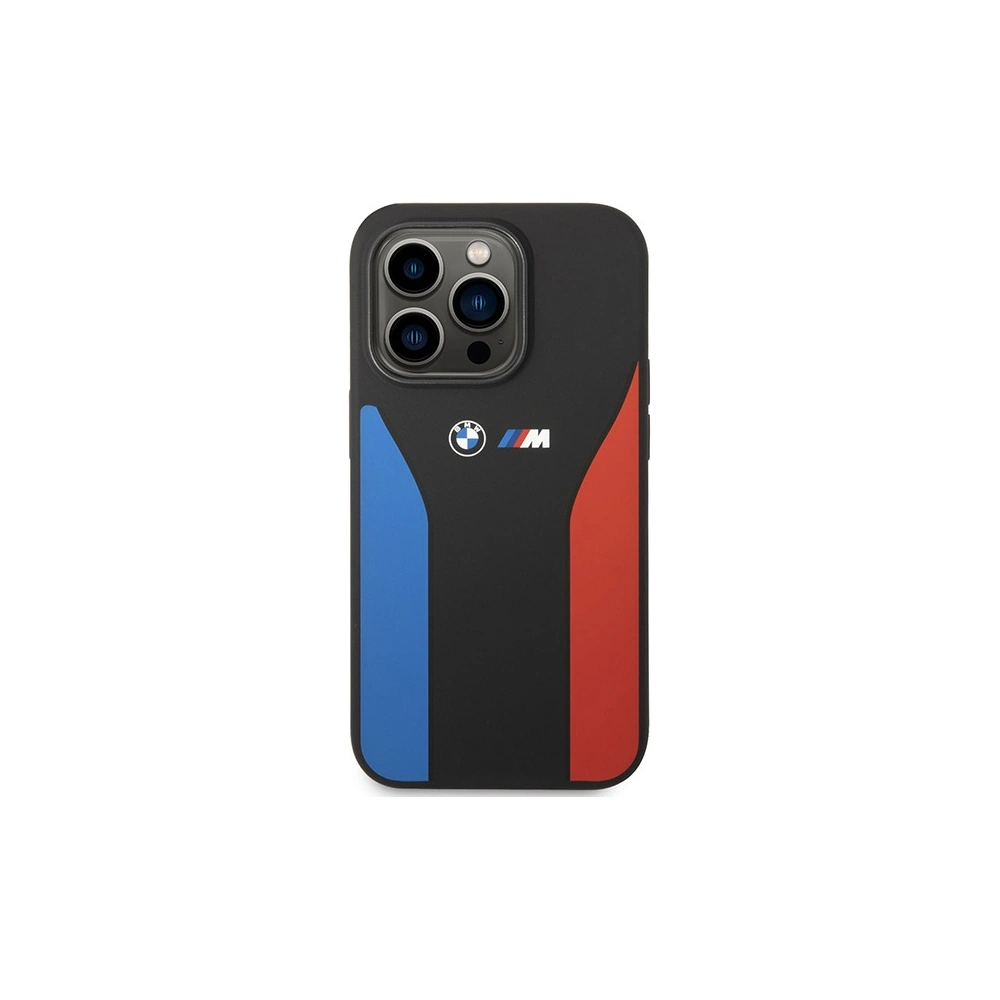 Wholesale BMW BMHCP14L22SCSK Apple iPhone 14 Pro black Silicone Blue&Red Stripes M Collection - BMW362 - {ean13} - Hurt