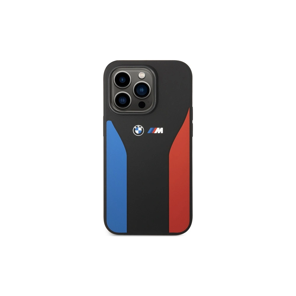 Wholesale BMW BMHCP14L22SCSK Apple iPhone 14 Pro black Silicone Blue&Red Stripes M Collection - BMW362 - {ean13} - Hurt