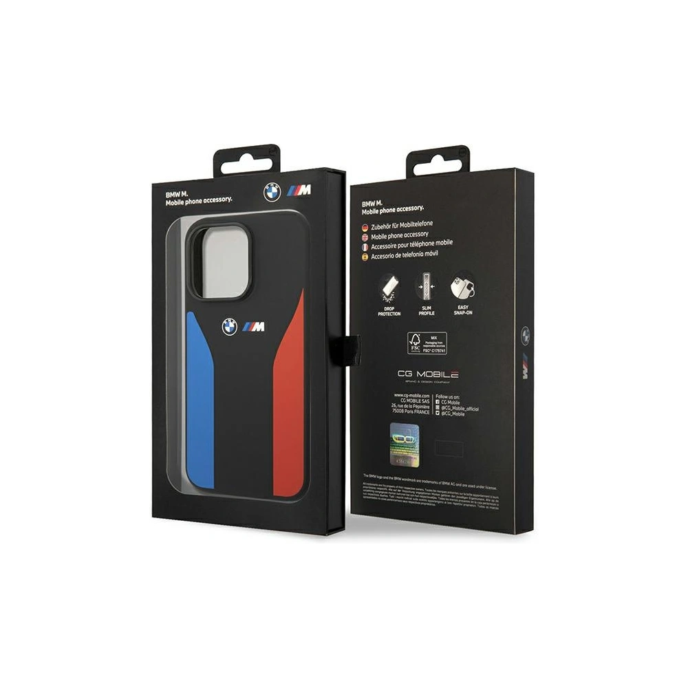 Wholesale BMW BMHCP14L22SCSK Apple iPhone 14 Pro black Silicone Blue&Red Stripes M Collection - BMW362 - {ean13} - Hurt