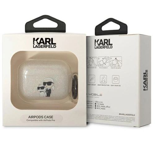 Etui Karl Lagerfeld KLAPHNKCTGT Apple AirPods Pro transparent Gliter Karl&Choupette