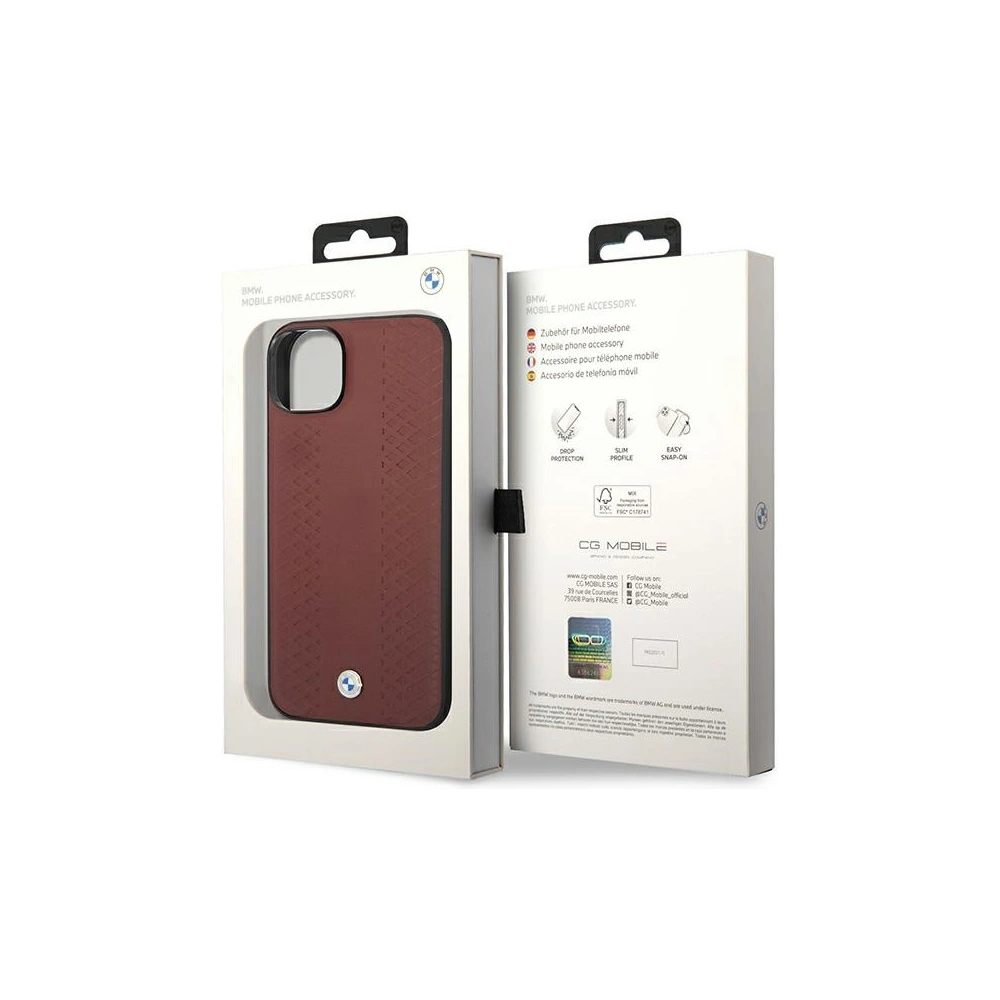 Hurtownia GSM - Etui BMW BMHCP14S22RFGR Apple iPhone 14 burgunder/burgundy Leder Diamantmuster - BMW371 - {ean13} - Hurt