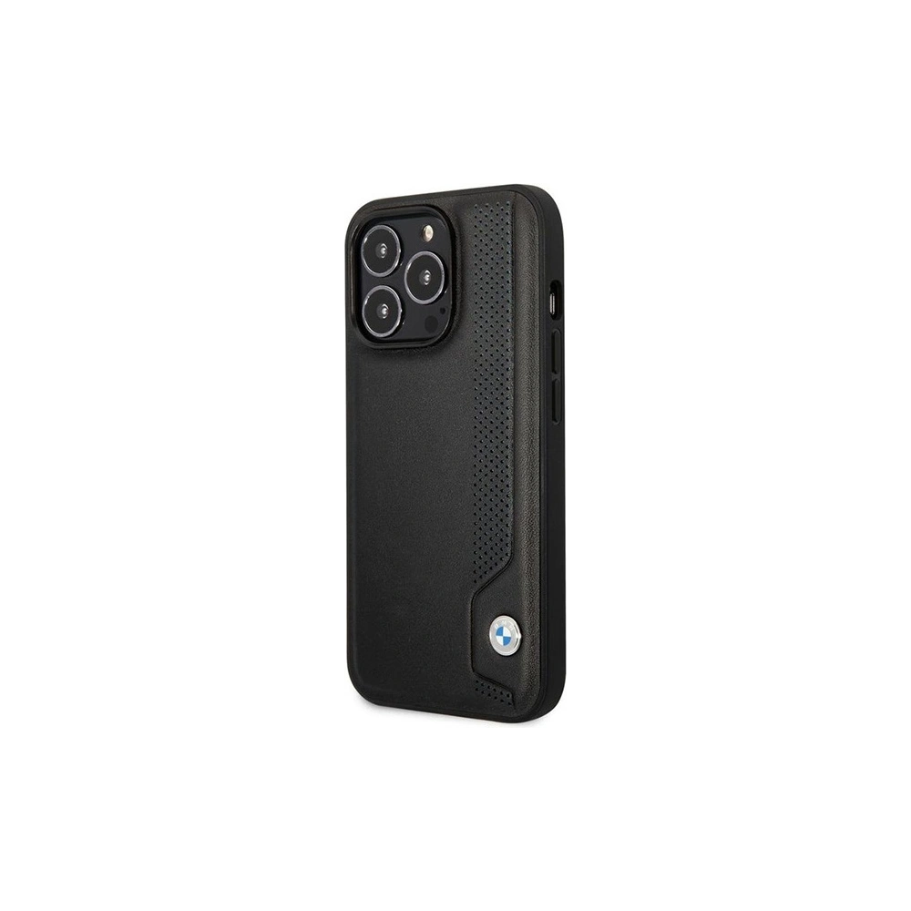 Wholesale BMW BMHCP14X22RBDK Apple iPhone 14 Pro Max black hardcase Leather Blue Dots - BMW381 - {ean13} - Hurt