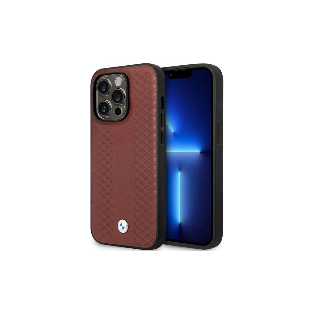 Hurtownia GSM - Etui BMW BMHCP14X22RFGR Apple iPhone 14 Pro Max bordó/burgundy bőr gyémánt mintás - BMW382 - {ean13} - Hurt