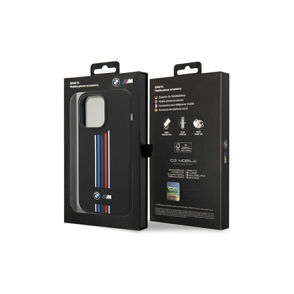 Hurtownia GSM - Etui BMW BMHCP14X22SWTK Apple iPhone 14 Pro Max fekete/sz black Szilikon Függőleges Tricolor Csíkok - BMW385 - {ean13} - Hurt