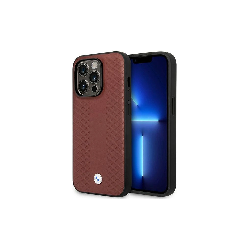 Hurtownia GSM - Etui BMW BMHMP14L22RFGR Apple iPhone 14 Pro burgundowy/burgundy Leather Diamond Pattern MagSafe - BMW389 - {ean13} - Hurt