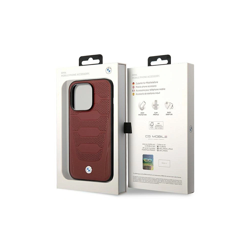 Hurtownia GSM - Etui BMW BMHMP14L22RPSR Apple iPhone 14 Pro burgundowy/burgundy Leather Seats Pattern MagSafe - BMW391 - {ean13} - Hurt