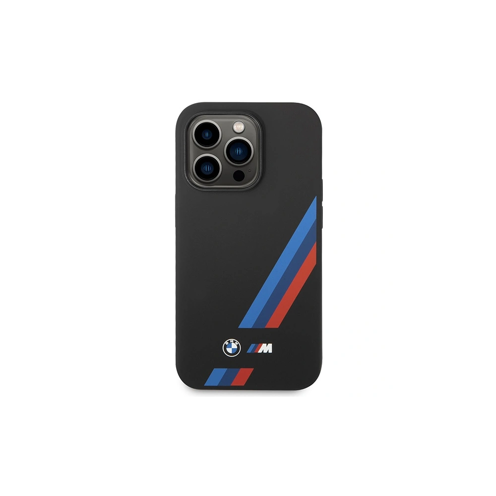 Hurtownia GSM - Etui BMW BMHMP14L22SOTK Apple iPhone 14 Pro černý/black Silicone Slanted Sttripes MagSafe - BMW392 - {ean13} - Hurt
