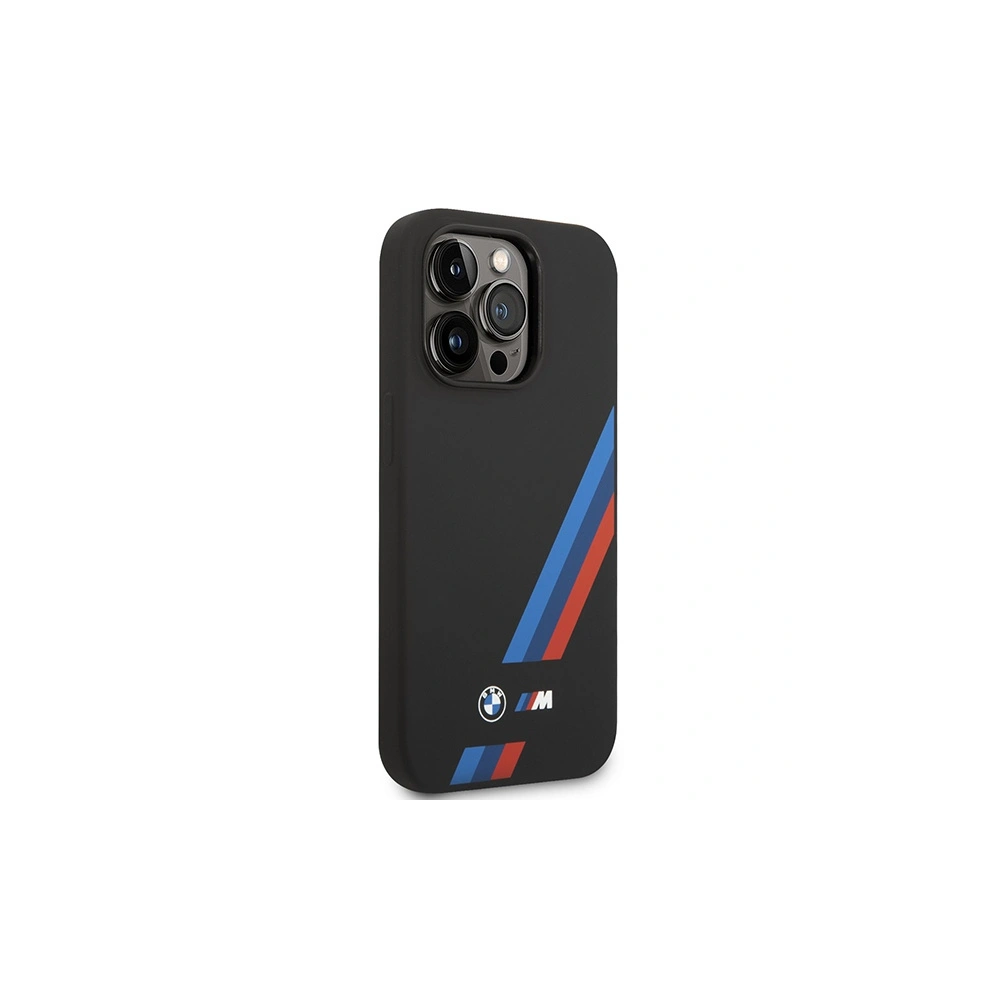 Hurtownia GSM - Etui BMW BMHMP14L22SOTK Apple iPhone 14 Pro černý/black Silicone Slanted Sttripes MagSafe - BMW392 - {ean13} - Hurt