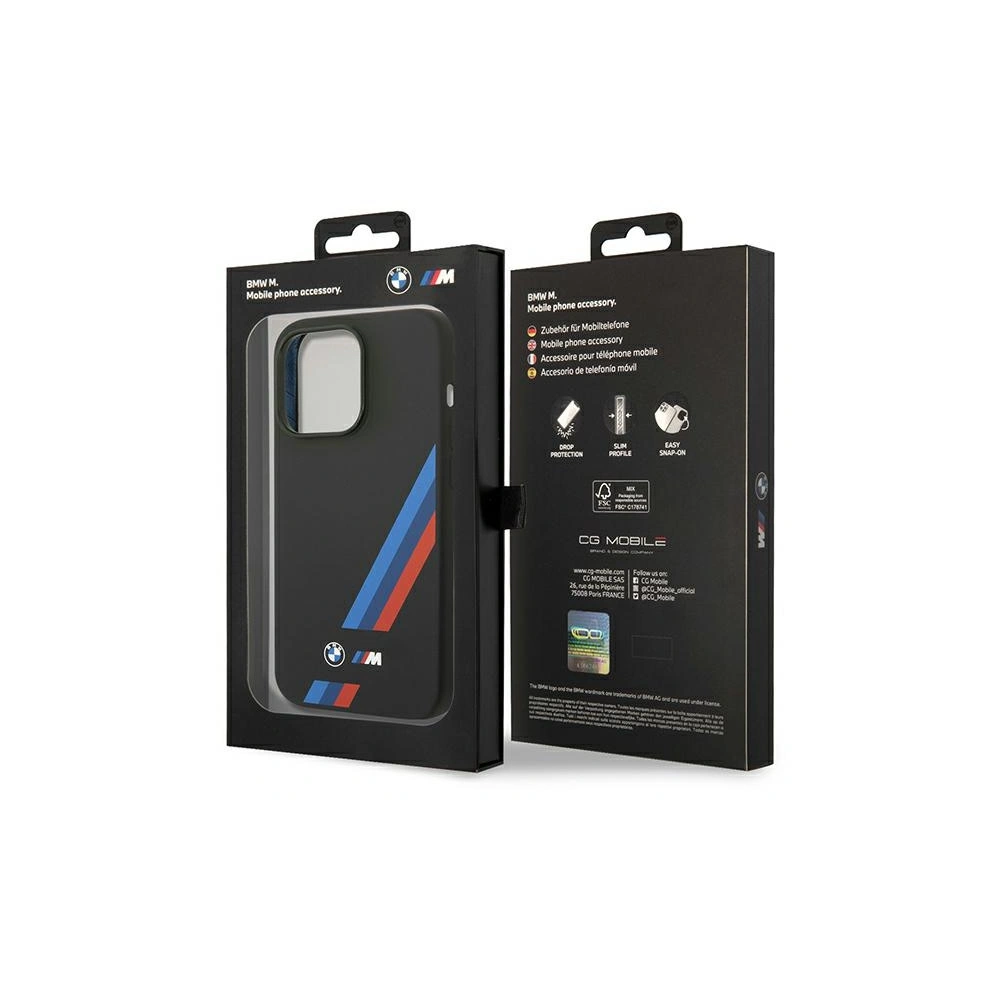 Hurtownia GSM - Etui BMW BMHMP14L22SOTK Apple iPhone 14 Pro černý/black Silicone Slanted Sttripes MagSafe - BMW392 - {ean13} - Hurt