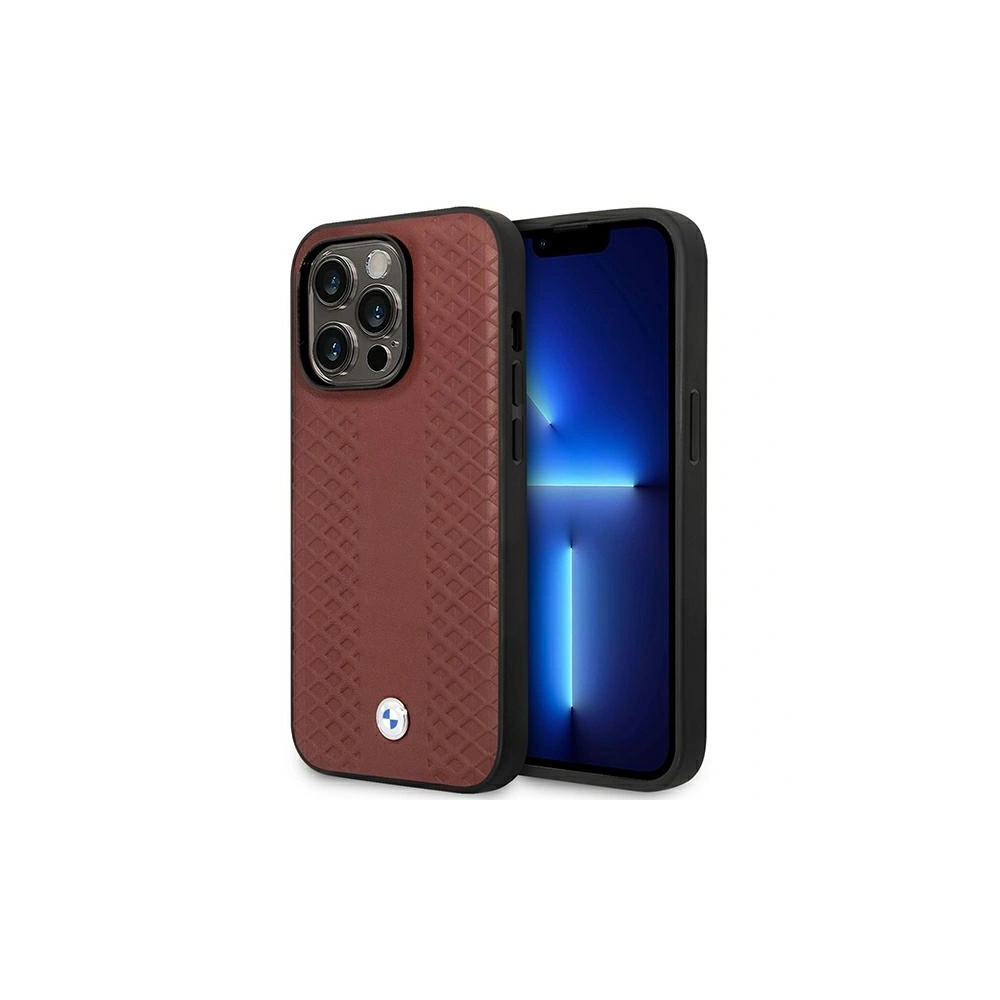 Hurtownia GSM - Etui BMW BMHMP14X22RFGR Apple iPhone 14 Pro Max burgundový/burgundy kožený diamantový vzor MagSafe - BMW397 - {ean13} - Hurt