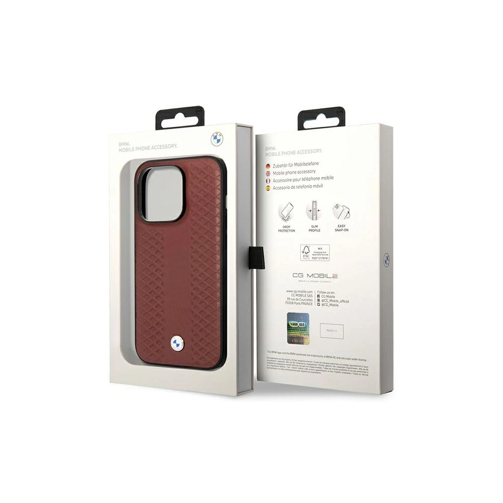 Hurtownia GSM - Etui BMW BMHMP14X22RFGR Apple iPhone 14 Pro Max burgundový/burgundy kožený diamantový vzor MagSafe - BMW397 - {ean13} - Hurt
