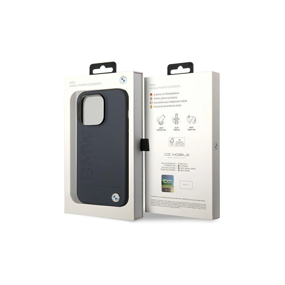 Hurtownia GSM - Etui BMW BMHMP14XSLLNA Apple iPhone 14 Pro Max granatowy/navy hardcase Leather Hot Stamp MagSafe - BMW401 - {ean13} - Hurt