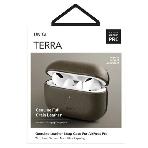 [OUTLET] Etui UNIQ Terra Apple AirPods Pro Genuine Leather oliwkowy/olive