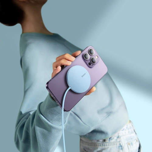 Ładowarka bezprzewodowa MagSafe Baseus Simple Mini3 Qi 15W niebieska