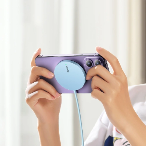 Ładowarka bezprzewodowa MagSafe Baseus Simple Mini3 Qi 15W niebieska