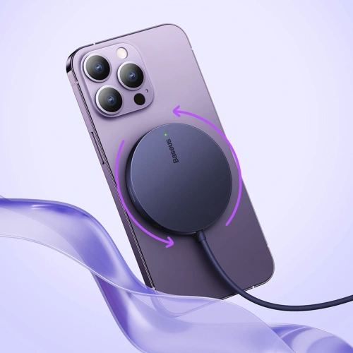 Ładowarka bezprzewodowa MagSafe Baseus Simple Mini3 Qi 15W niebieska