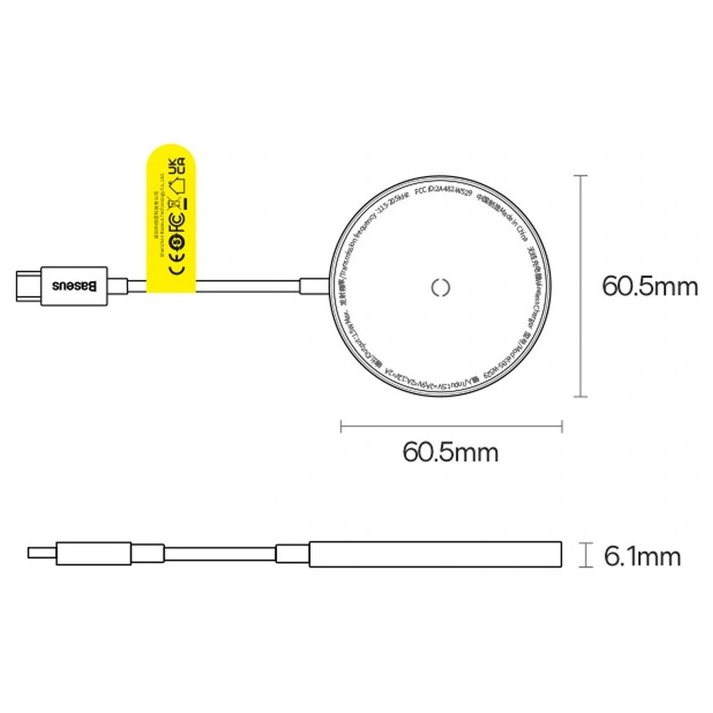 Hurtownia GSM - MagSafe vezeték nélküli töltő Baseus Simple Mini3 Qi 15W kék - BSU3981 - {ean13} - Hurt