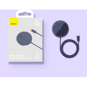 Hurtownia GSM - MagSafe vezeték nélküli töltő Baseus Simple Mini3 Qi 15W kék - BSU3981 - {ean13} - Hurt