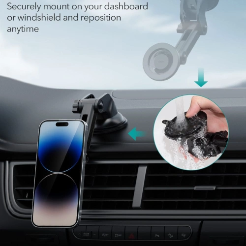 Uchwyt samochodowy magnetyczny ESR Halolock Magnetic MagSafe Dashboard Adjustable Car Mount Black
