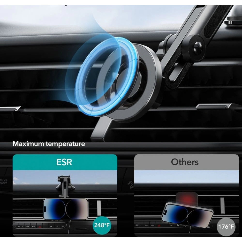 Wholesale ESR Halolock Magnetic MagSafe Dashboard Adjustable Car Mount Black - ESR660 - {ean13} - Hurt