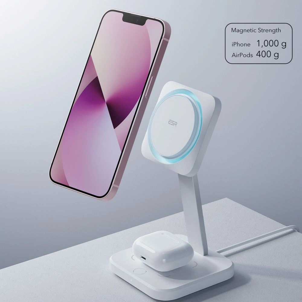 Hurtownia GSM - Încărcător wireless ESR HaloLock 2in1 Cryoboost Magnetic MagSafe Wireless Charger Arctic White - ESR661 - {ean13} - Hurt