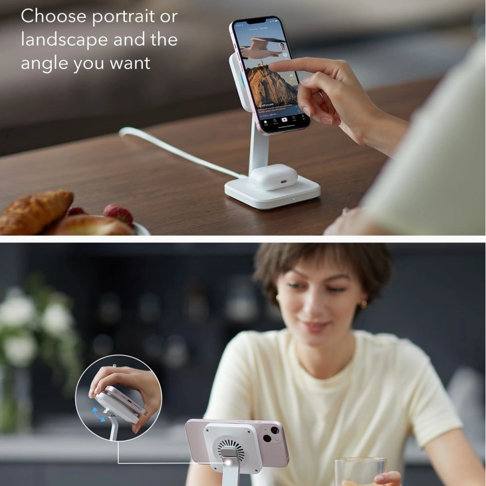 Hurtownia GSM - Încărcător wireless ESR HaloLock 2in1 Cryoboost Magnetic MagSafe Wireless Charger Arctic White - ESR661 - {ean13} - Hurt