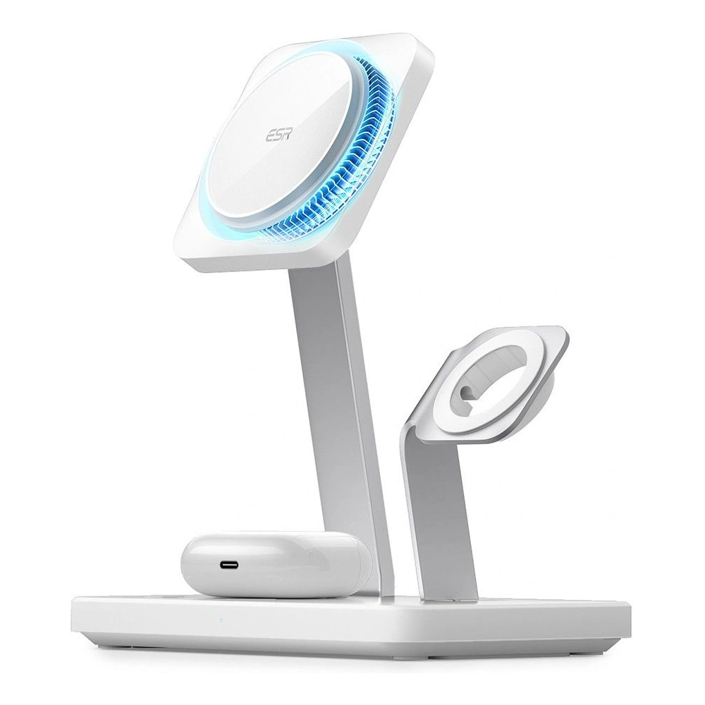 Hurtownia GSM - Vezeték nélküli töltő ESR HaloLock 3in1 Cryoboost Magnetic MagSafe Wireless Charger Arctic White - ESR662 - {ean13} - Hurt