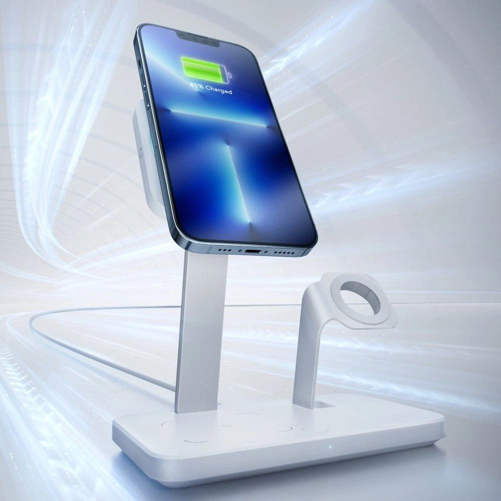 Hurtownia GSM - Vezeték nélküli töltő ESR HaloLock 3in1 Cryoboost Magnetic MagSafe Wireless Charger Arctic White - ESR662 - {ean13} - Hurt