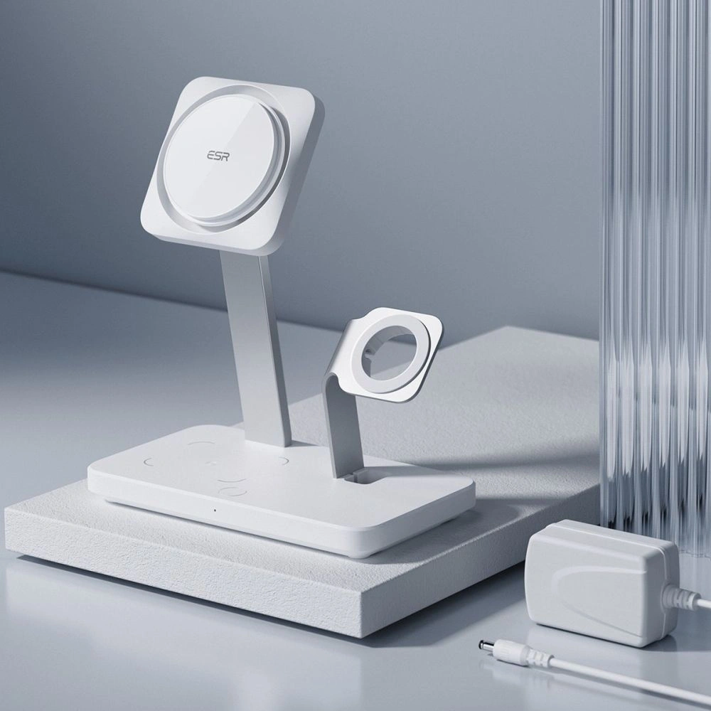 Hurtownia GSM - Vezeték nélküli töltő ESR HaloLock 3in1 Cryoboost Magnetic MagSafe Wireless Charger Arctic White - ESR662 - {ean13} - Hurt