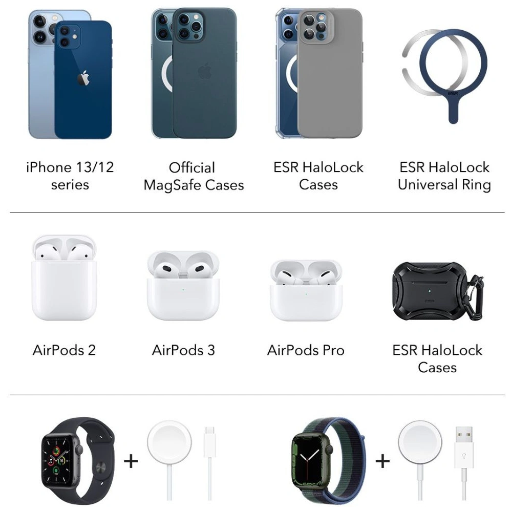 Hurtownia GSM - Vezeték nélküli töltő ESR HaloLock 3in1 Cryoboost Magnetic MagSafe Wireless Charger Arctic White - ESR662 - {ean13} - Hurt