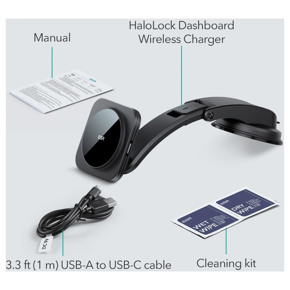 Hurtownia GSM - Suport auto cu încărcător wireless MagSafe ESR HaloLock Magnetic Încărcător wireless pentru tabloul de bord Negru - ESR663 - {ean13} - Hurt