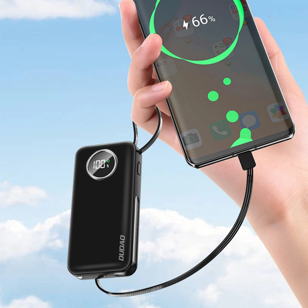Hurtownia GSM - Powerbank Dudao K15sW 10000mAh 1xUSB-A / 1xUSB-C 22.5W s vestavěným kabelem 1xLightning / 1xUSB-C bílý - DDA256 - {ean13} - Hurt