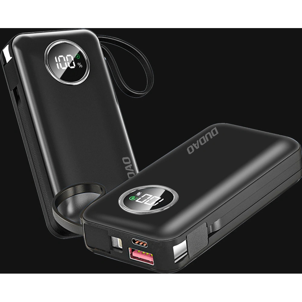Hurtownia GSM - Powerbank Dudao K15sB 10000mAh 1xUSB-A / 1xUSB-C 22.5W s vestavěným kabelem 1xLightning / 1xUSB-C černý - DDA257 - {ean13} - Hurt
