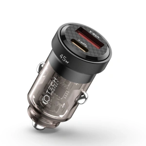 Încărcător auto Tech-Protect CC45W Încărcător auto cu 2 porturi PD 45W QC 3.0 Negru