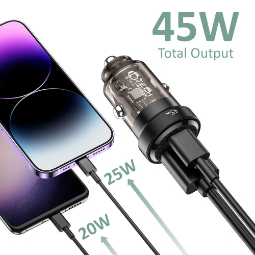Ładowarka samochodowa Tech-Protect CC45W 2-port Car Charger PD 45W QC 3.0 Black