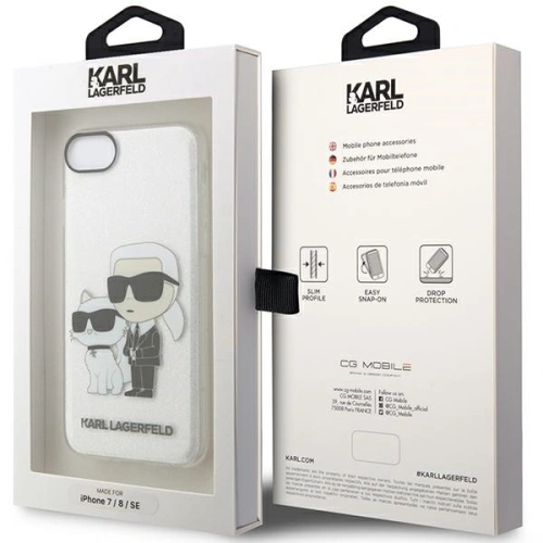 Etui Karl Lagerfeld KLHCI8HNKCTGT Apple iPhone SE 2022/SE 2020/8/7 transparent hardcase Gliter Karl&Choupette