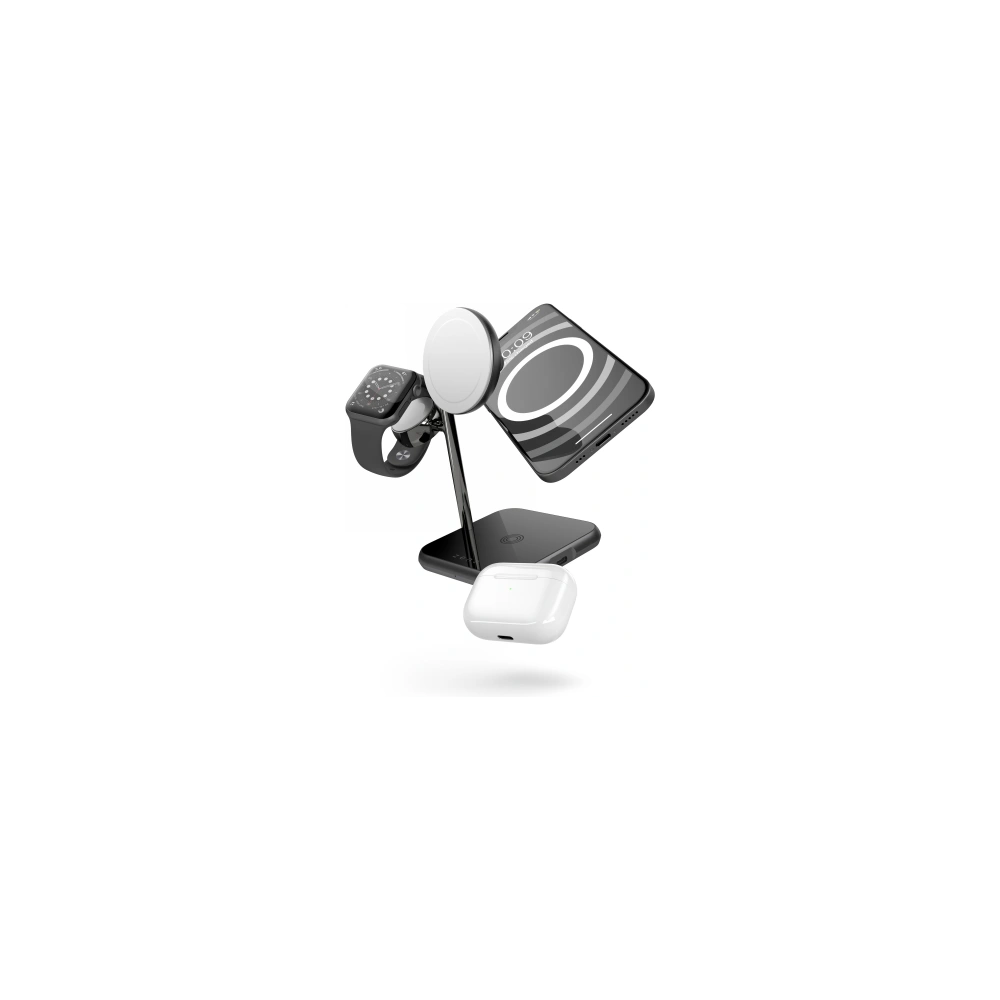 Hurtownia GSM - Bezdrátová nabíječka ZENS Aluminium 4w1 MagSafe + Apple Watch + USB-C (černá) - ZENS10 - {ean13} - Hurt