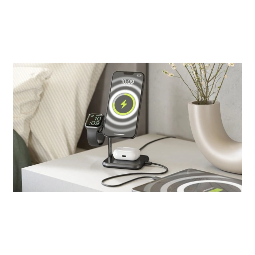 Ładowarka bezprzewodowa ZENS Aluminium 4w1 MagSafe + Apple Watch + USB-C (black)