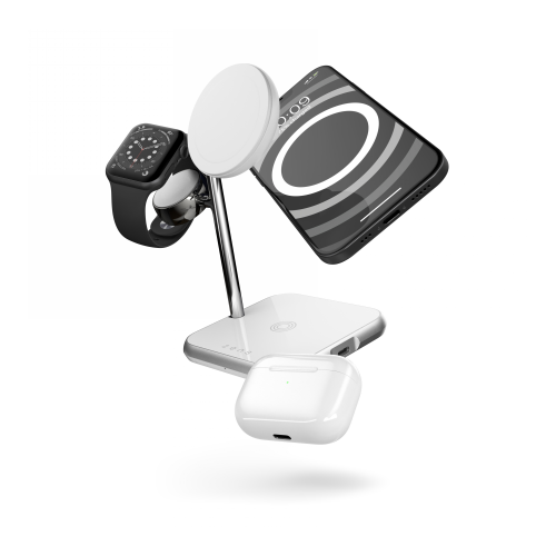 Zens Distributor - 8720618634290 - ZENS11 - ZENS Aluminium 4in1 Wireless Charger MagSafe + Apple Watch + USB-C (white) - B2B homescreen